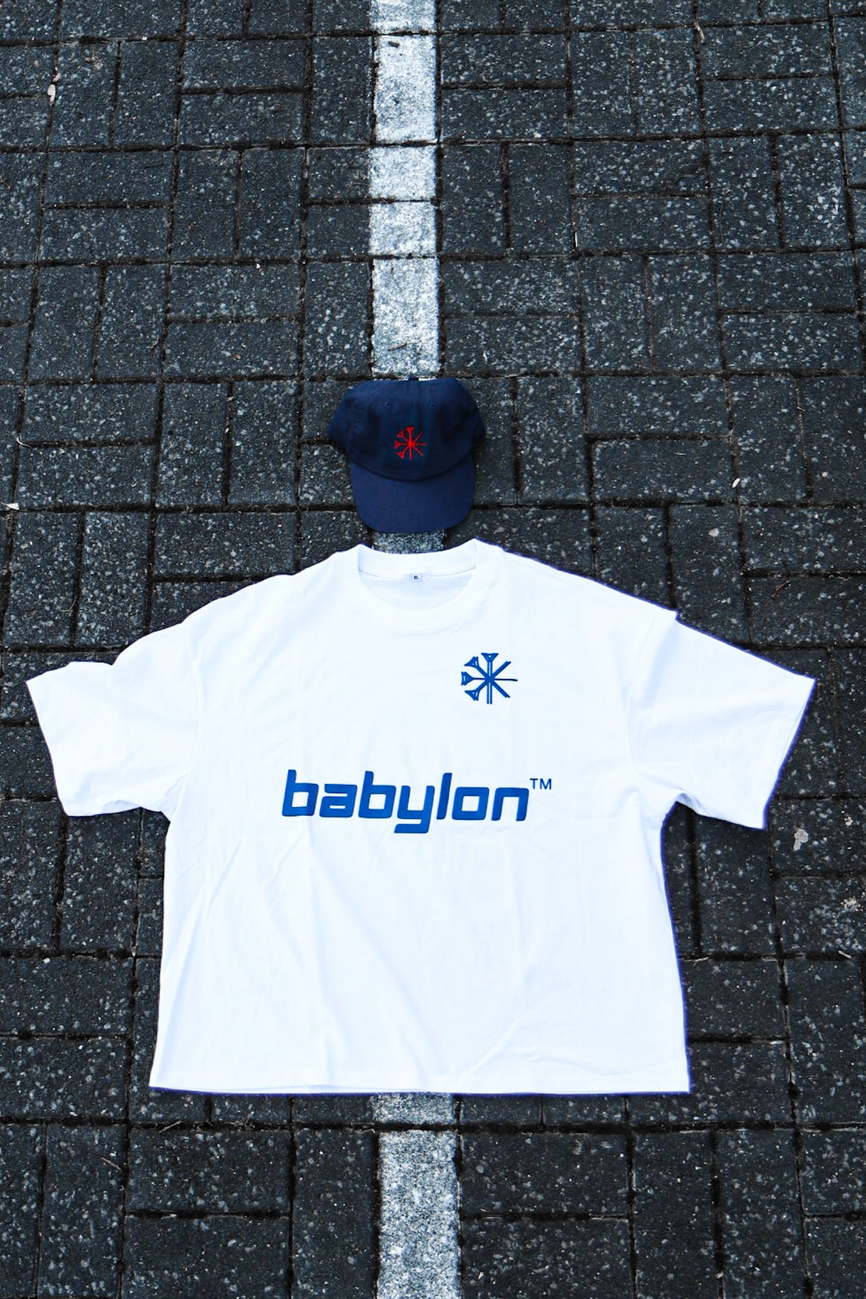 Blanco Babylon T-Shirt - blaues Logo mit Schriftzug