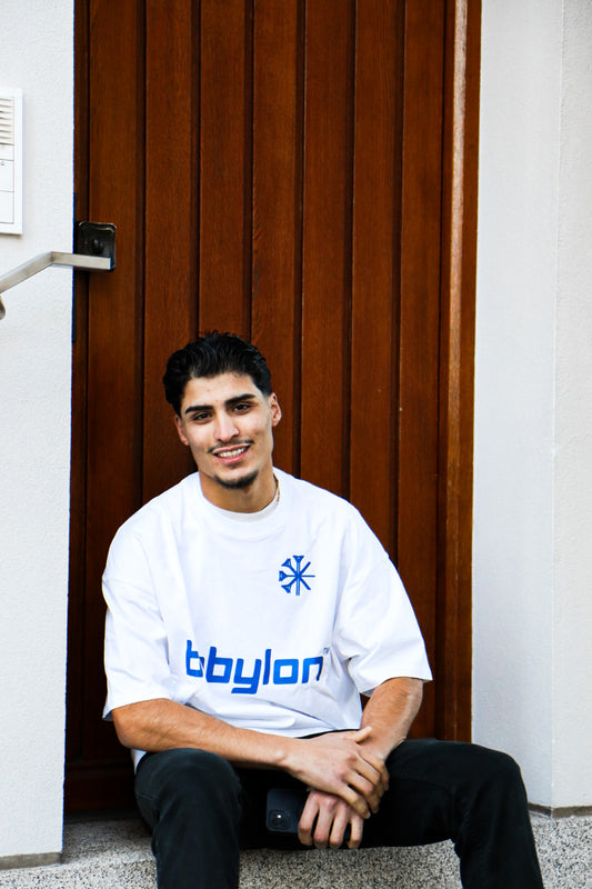 Blanco Babylon T-Shirt - blaues Logo mit Schriftzug