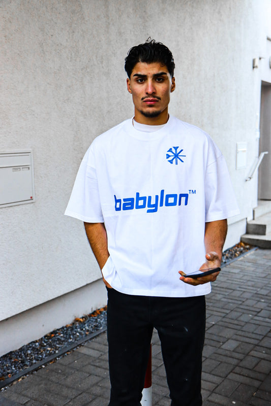 Blanco Babylon T-Shirt - blaues Logo mit Schriftzug